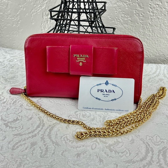 Prada Handbags - ✅PRADA✅ Authentic Saffiqno Zippy Bow Chain Wallet